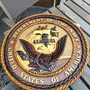 United States Navy hand carved wooden sign